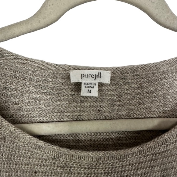 J Jill Pure Jill Womens Sz M Gray Boxy Wool Linen Blend Ribbed Knit Sweater. - Picture 4 of 8